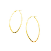 GER53. 14K Solid Gold Earrings Oval Shape Hoop